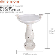 Load image into Gallery viewer, 25" Antique Ceramic Birdbath with Bird Figurines - Rustic Outdoor Décor