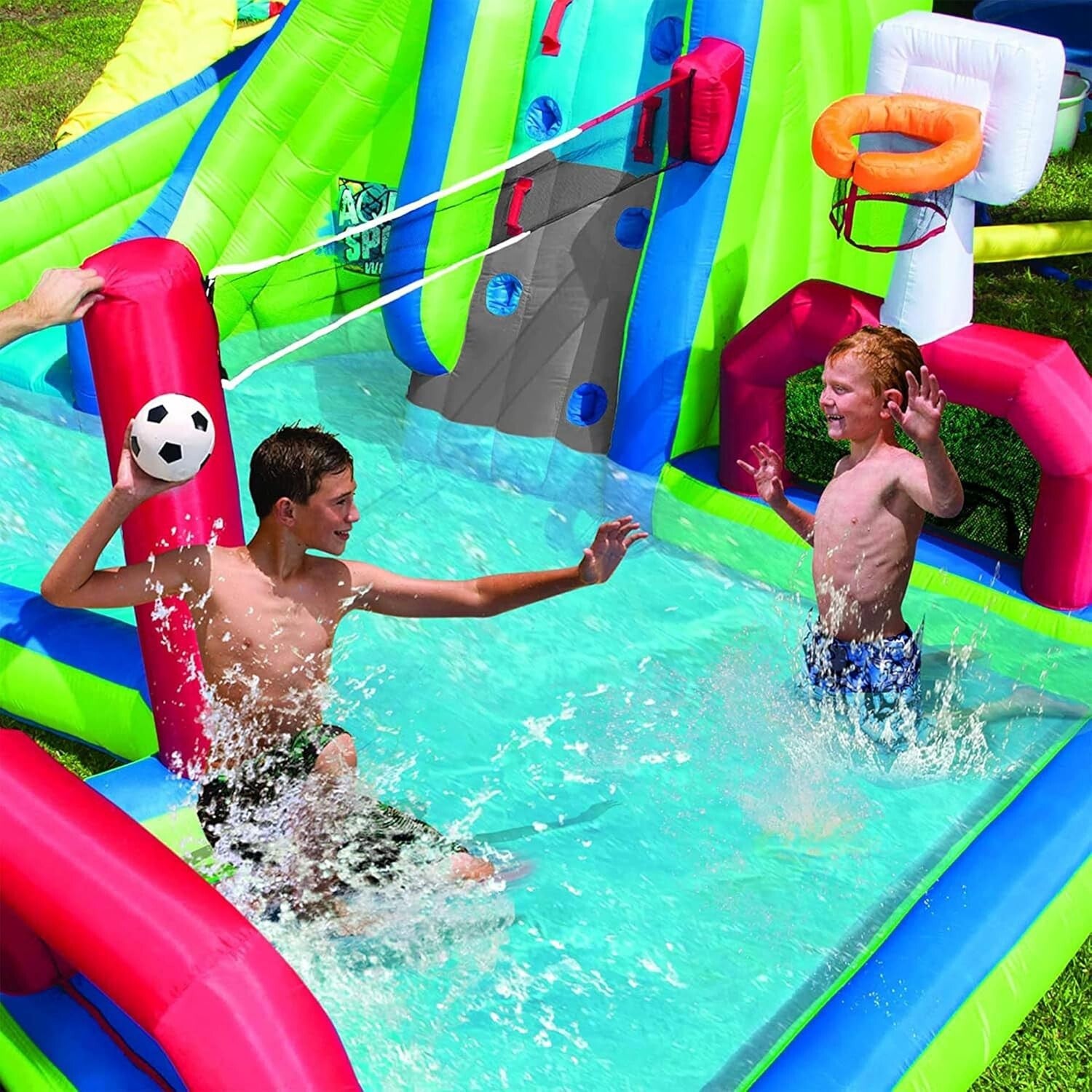Aqua Sports 15' Inflatable Water Park with Climbing Wall & Sports Activities