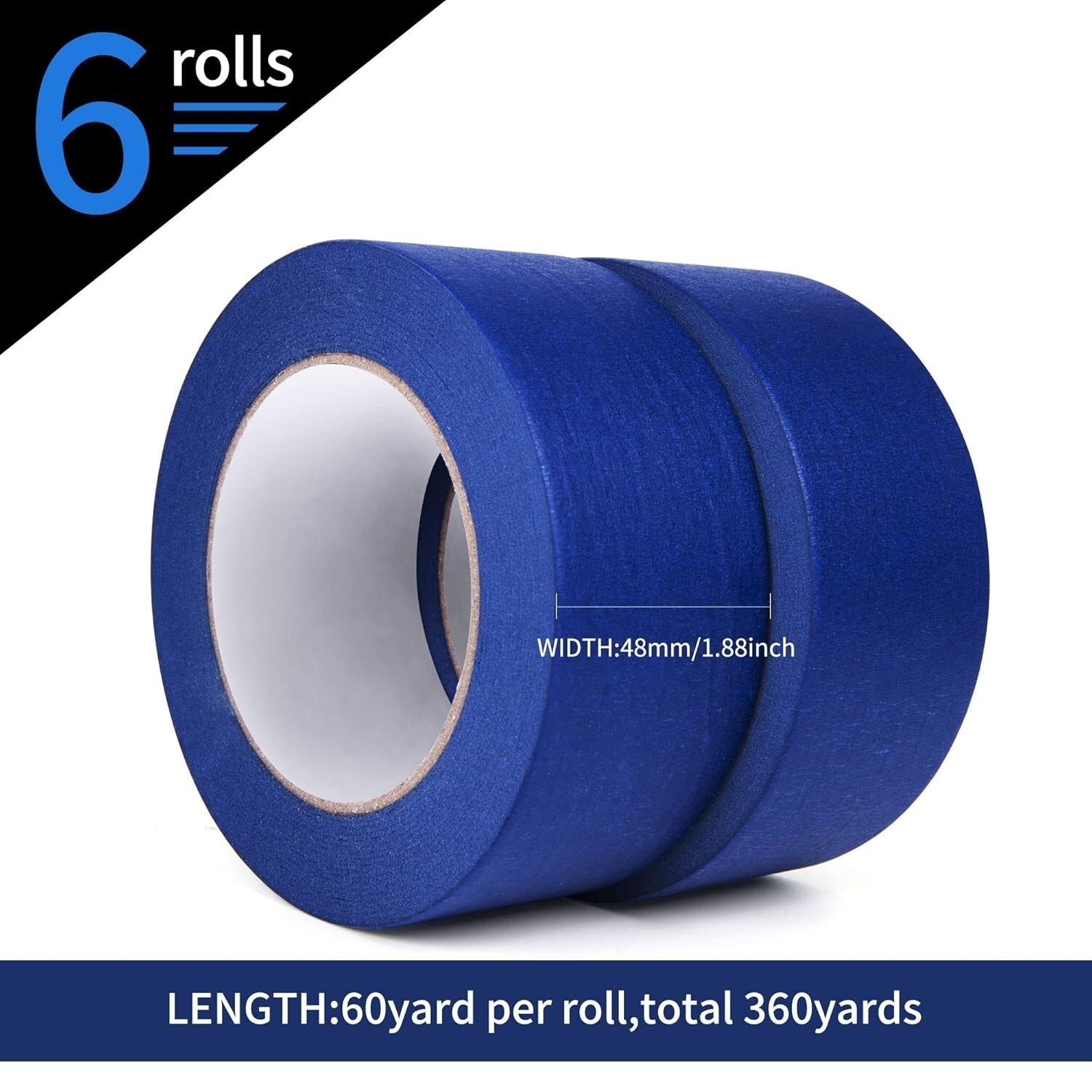 Multi-Surface Masking Tape - 1.88" x 60 Yard Rolls, UV & Sunlight Resistant