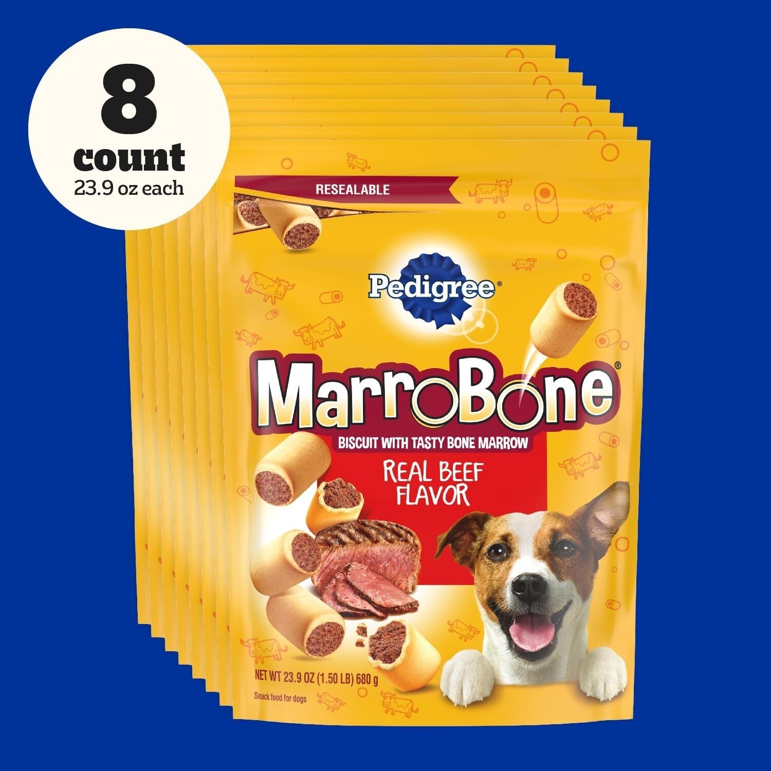 Delicious Beef Bone Marrow Dog Treats - 8-Pack for Healthy Canines, 1.5 lb Each