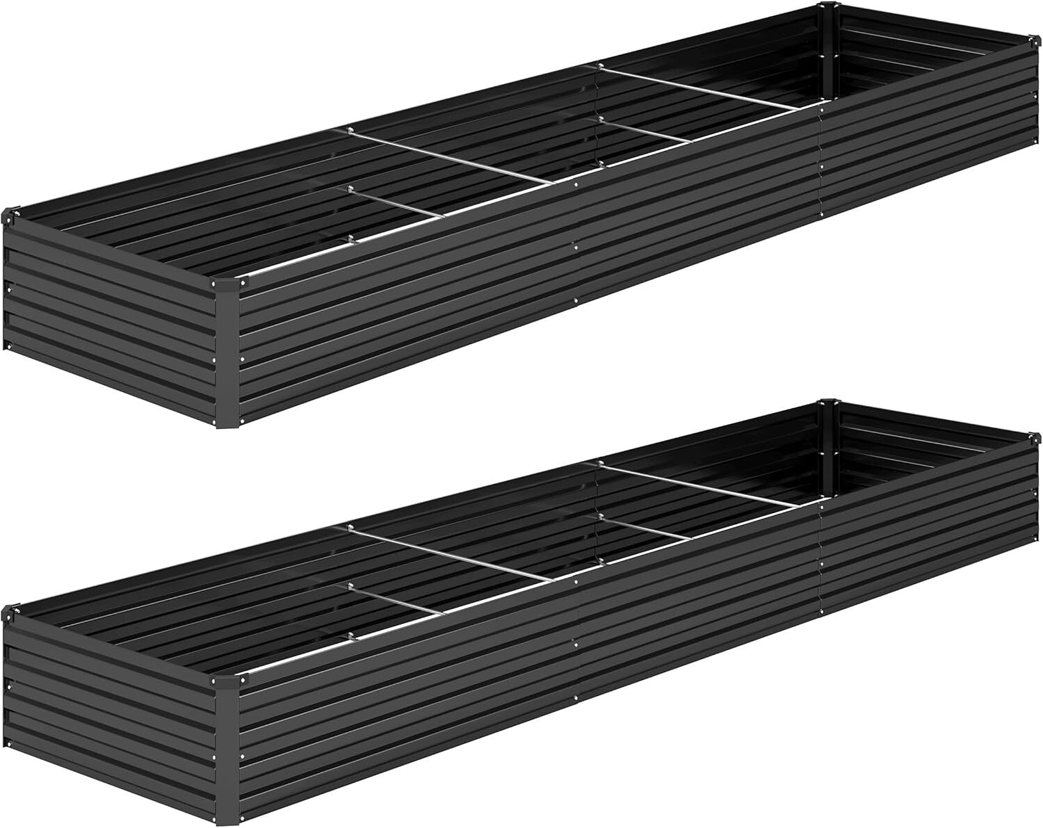 2PCS 12x2x1FT Galvanized Metal Raised Garden Bed Kit for Effortless Planting