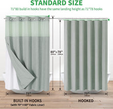 Load image into Gallery viewer, Luxurious Sage Green Shower Curtain with Linen Texture &amp; Snap-In Liner 71x80