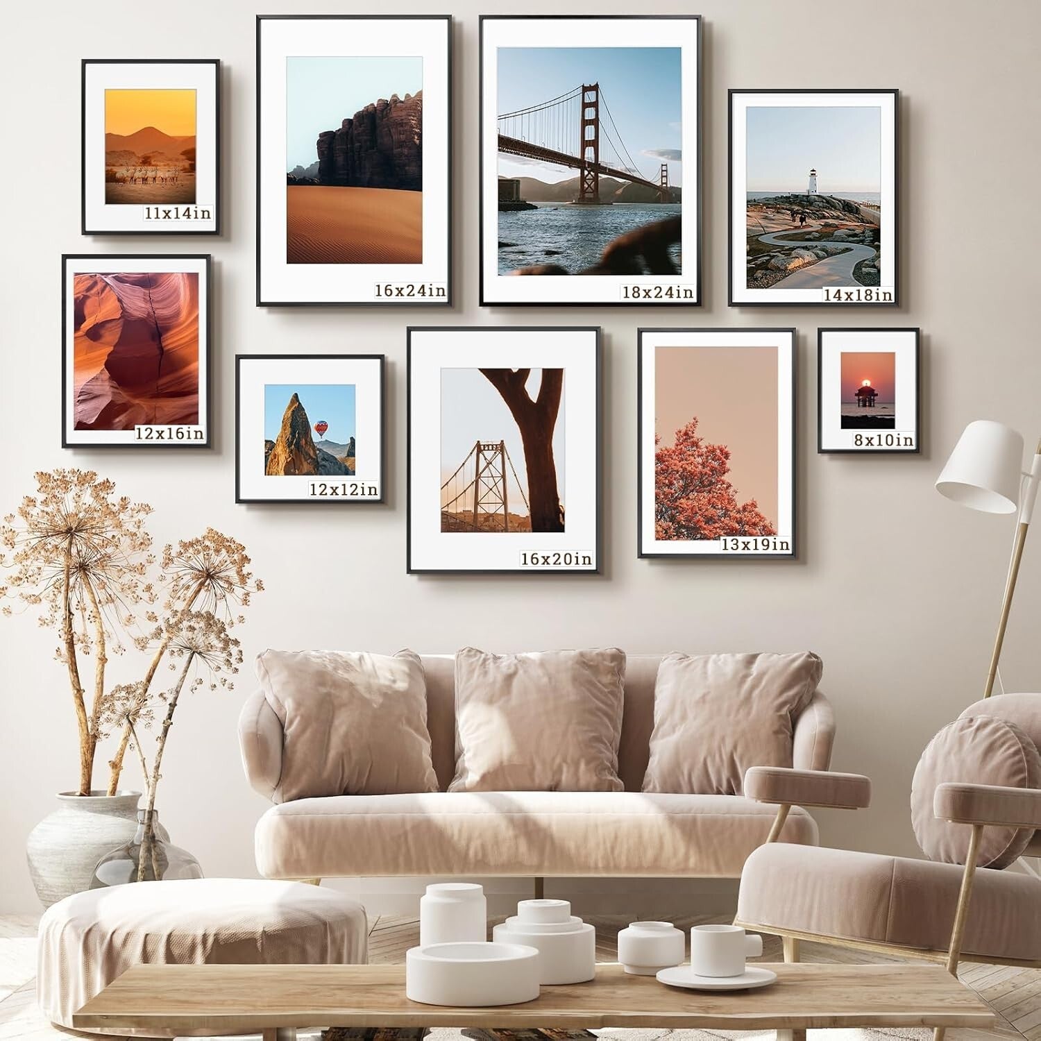 Durable 16x20 metal Picture Frames with 11x14 Mat - Perfect for Home and Gifting