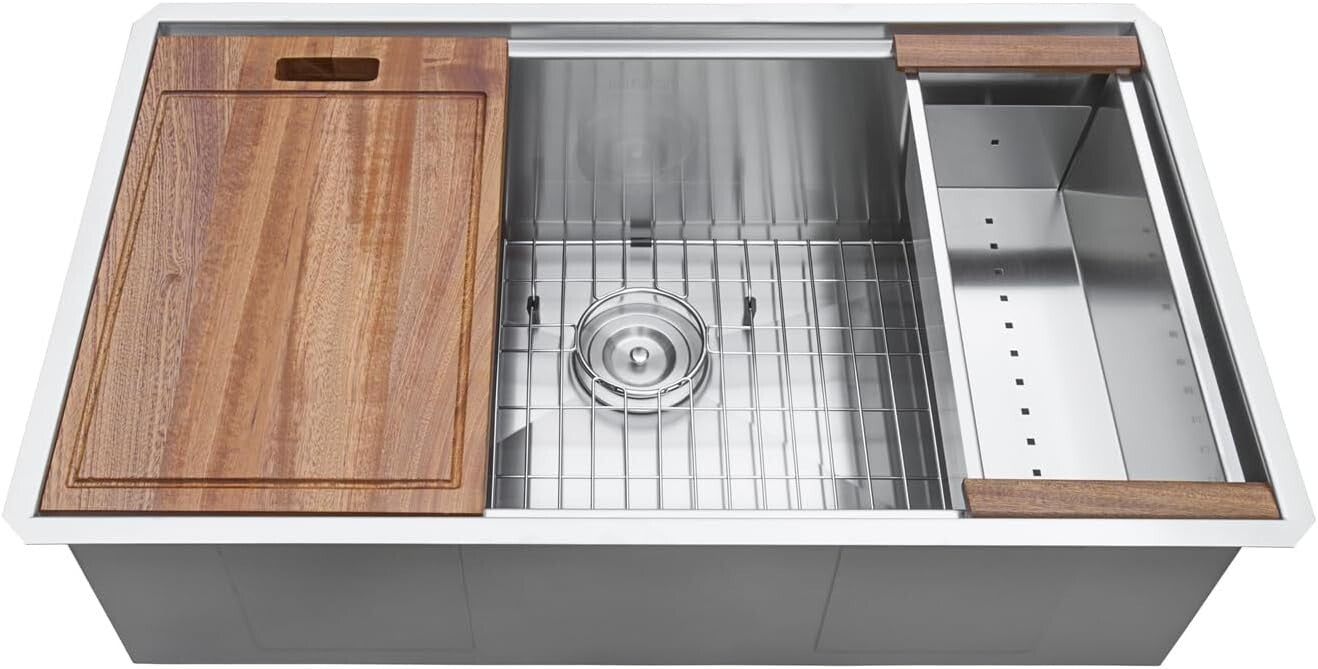 32-Inch Workstation Undermount Stainless Steel Kitchen Sink with Cutting Board