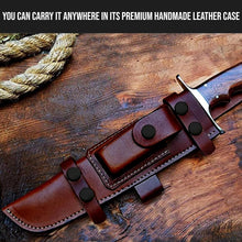 Load image into Gallery viewer, Rust-Resistant 9" Blade Fixed Outdoor Knife with Walnut Handle &amp; Leather Sheath