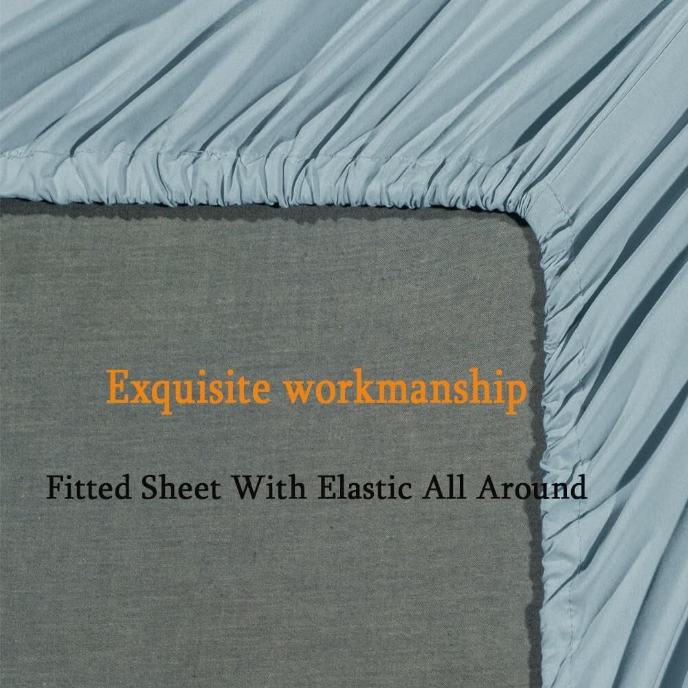 Soft & Cozy 6-Piece Spa Blue Queen Bed Sheet Set - Machine Washable, No Wrinkles