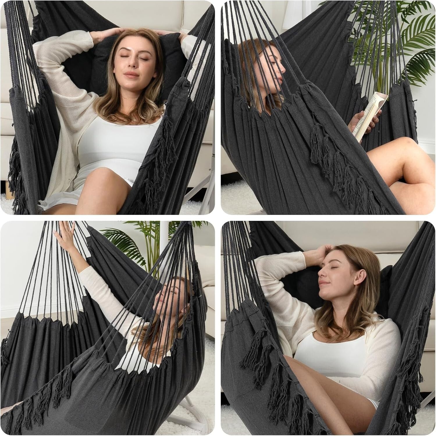 Stylish Portable Hammock Chair with Cushions - Ideal for Relaxation & Reading