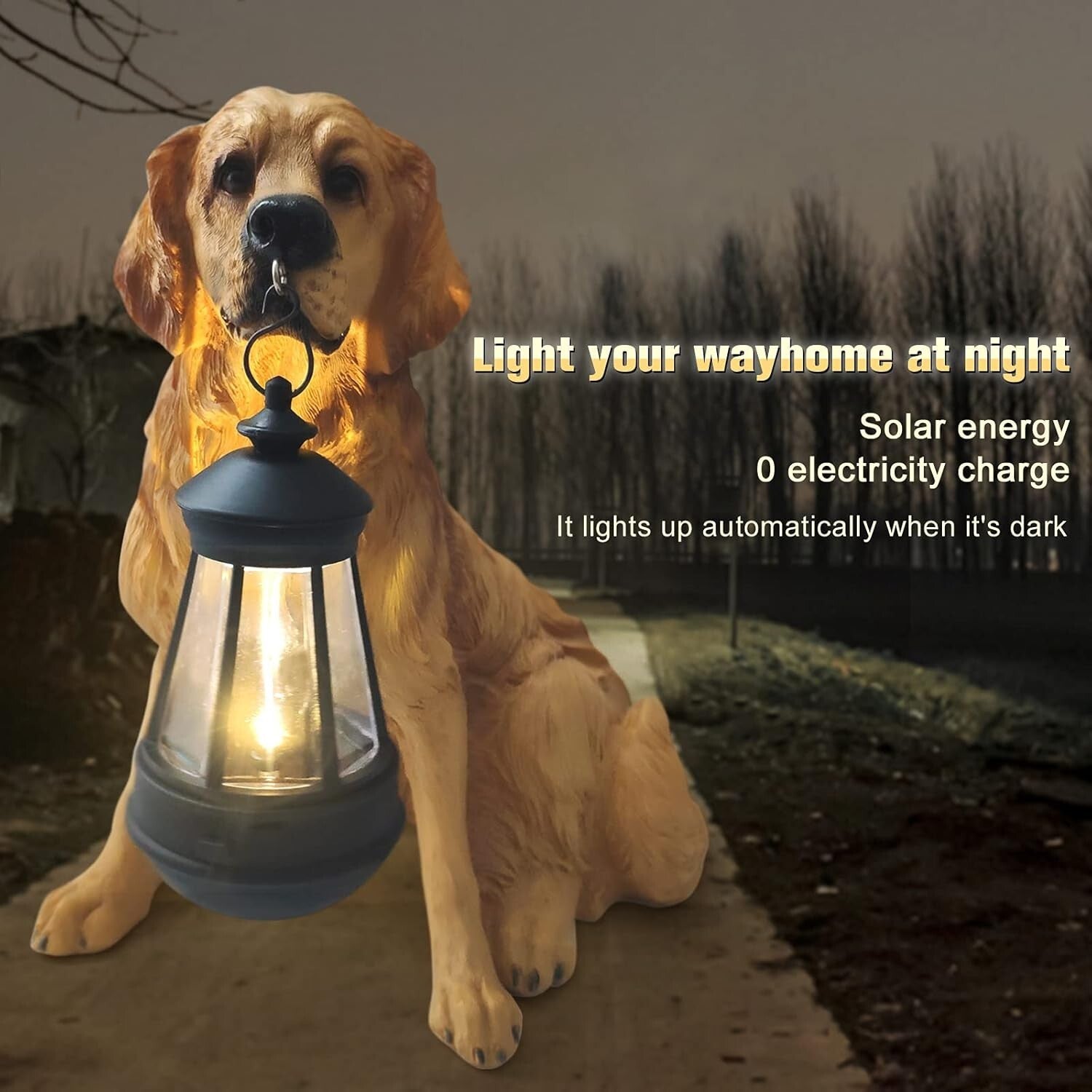 Weatherproof Golden Retriever Solar LED Garden Decor - Perfect Housewarming Gift