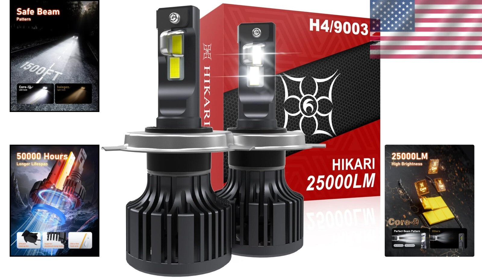 2025 25000LM IP68 Waterproof H4 LED Bulbs - Enhanced Visibility for All Weather