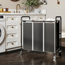Load image into Gallery viewer, Eco-Conscious Laundry Sorter Cart with Waterproof Bags &amp; Locking Wheels, Black