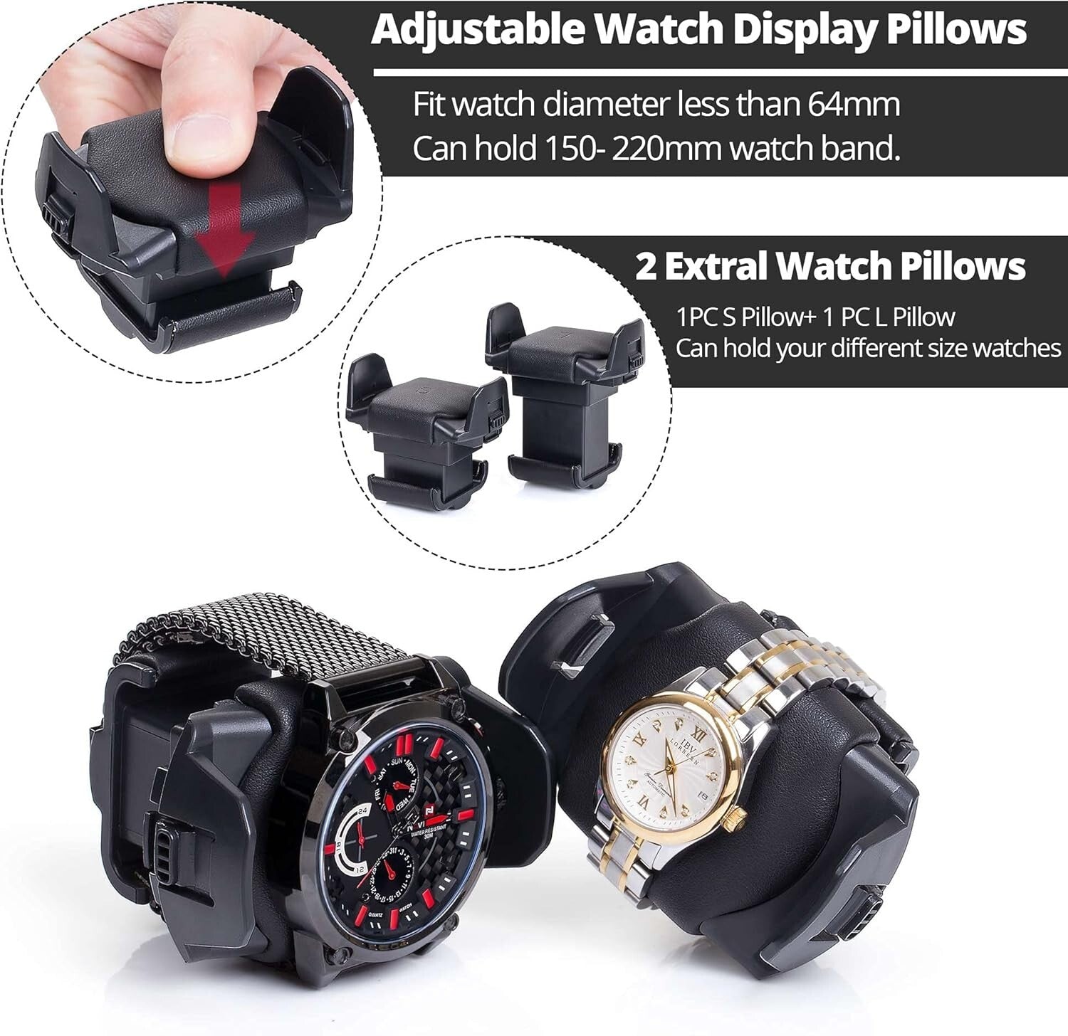 Elegant Watch Winder with 8 Adjustable Pillows & Built-in LED Light - Gift Ready