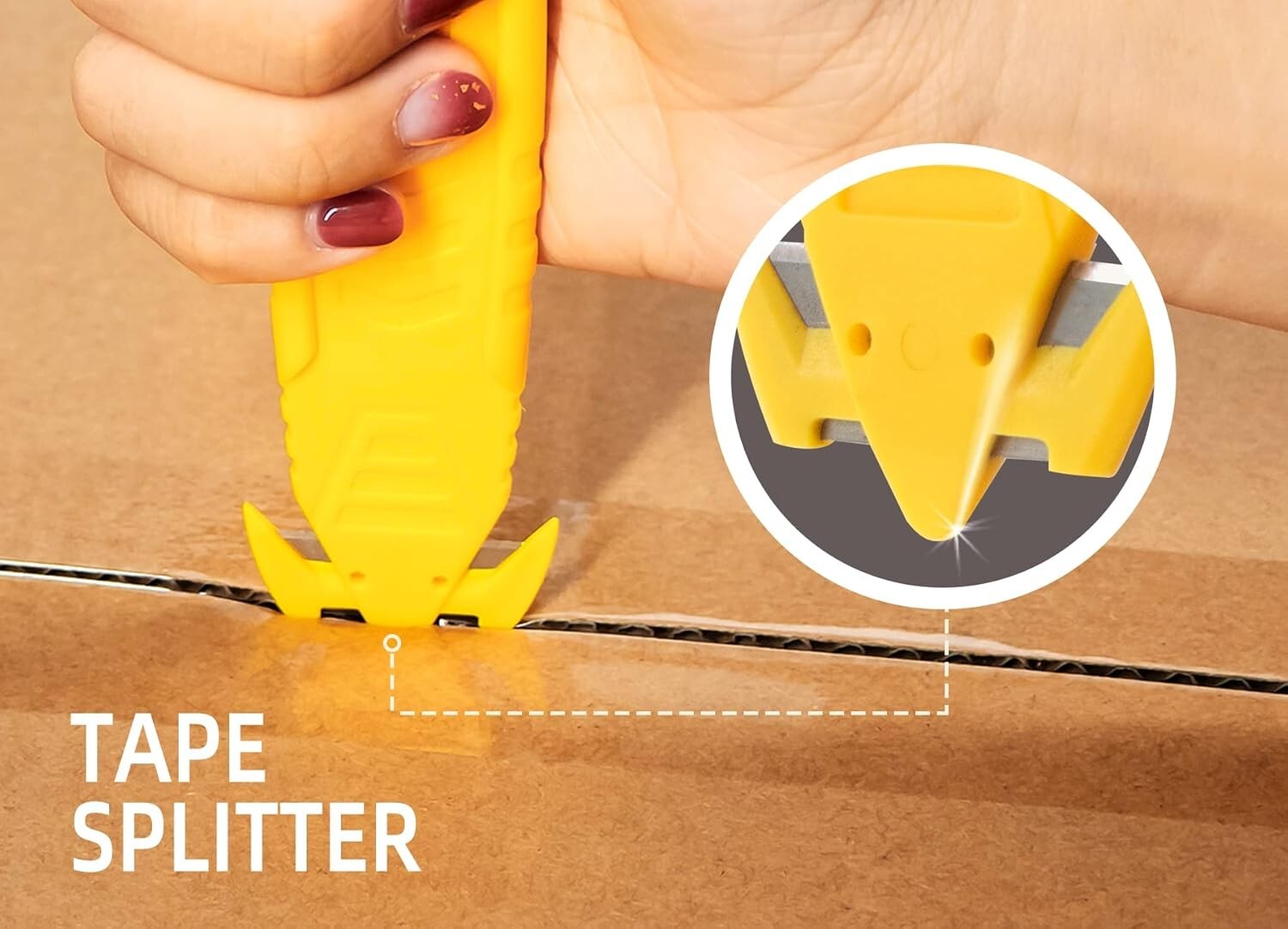 Durable Safety Box Cutter: 120-Pack with Tape Splitter for All Cutting Needs