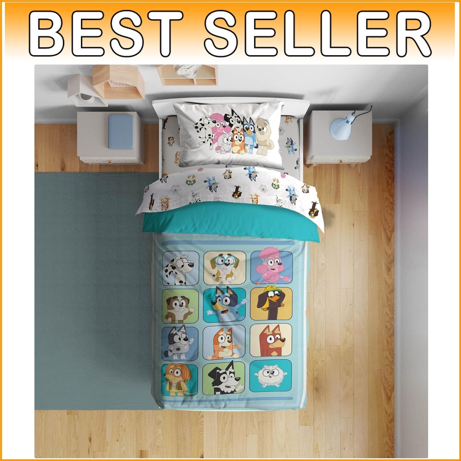 Bluey & Friends 4-Piece Toddler Bedding Set – Soft Microfiber Dream Collection