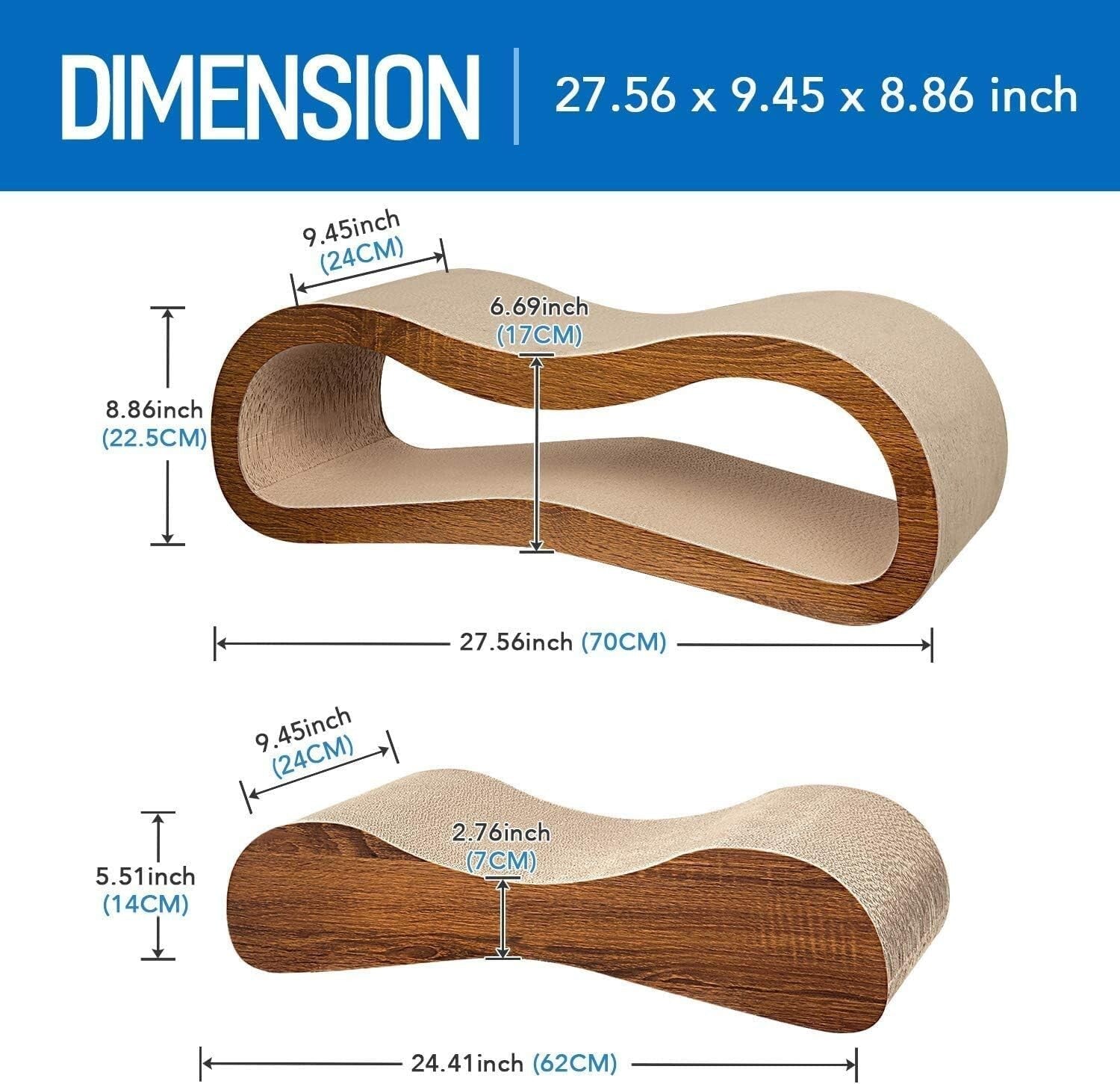 2 in 1 Cat Scratcher Lounge Bed - Durable & Eco-Friendly Cardboard Comfort