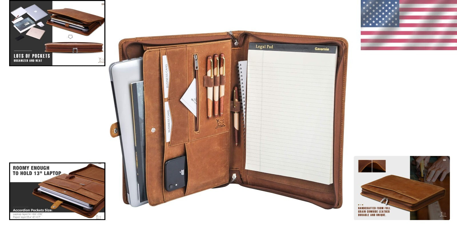 Spacious Leather Padfolio Folder with Notepad - Ideal for Business and Studies
