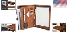 Load image into Gallery viewer, Spacious Leather Padfolio Folder with Notepad - Ideal for Business and Studies