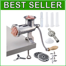 Load image into Gallery viewer, Compact 304 Stainless Steel Meat Grinder with Interchangeable Blades and Tube