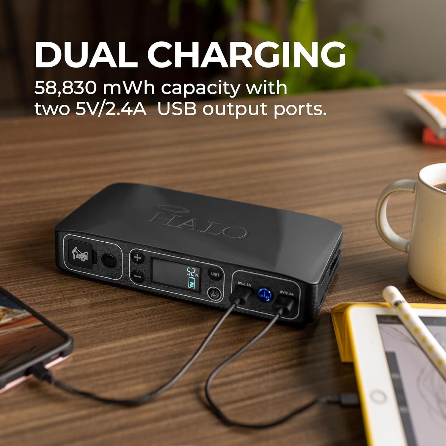 Compact Jump Starter with Air Compressor & LED Light for Roadside Emergencies