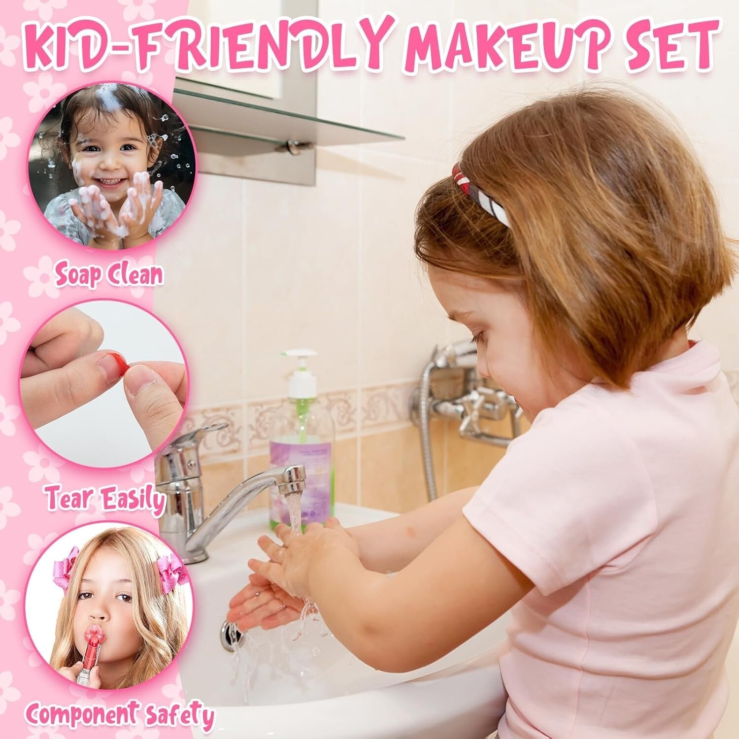 Creative Makeup Kit for Young Girls: Travel Case & 4 Lip Gloss, 20 Eyeshadows