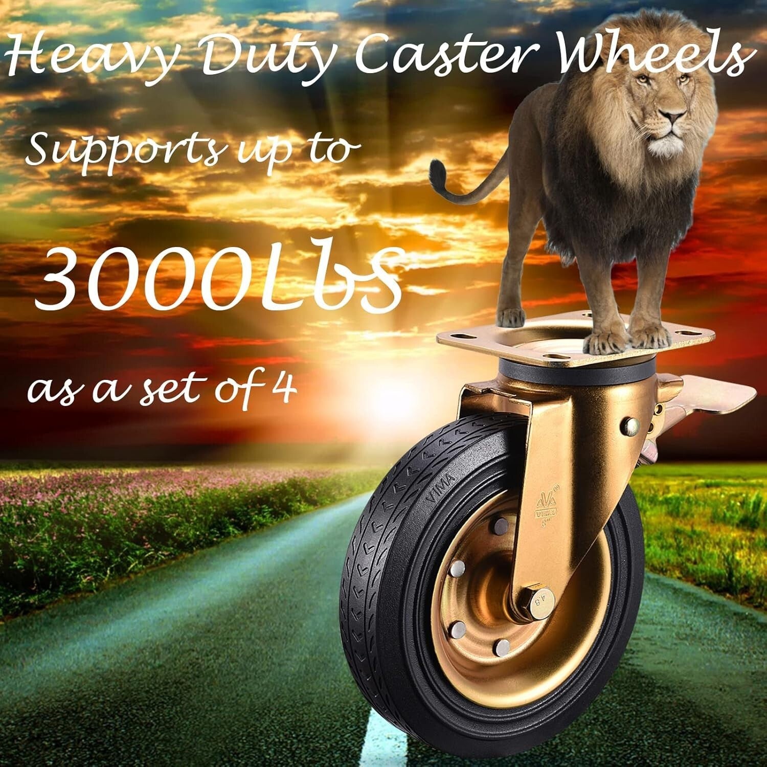 Versatile 8" Heavy Duty Casters for Indoor/Outdoor Use - 3000lbs Full Load Kit
