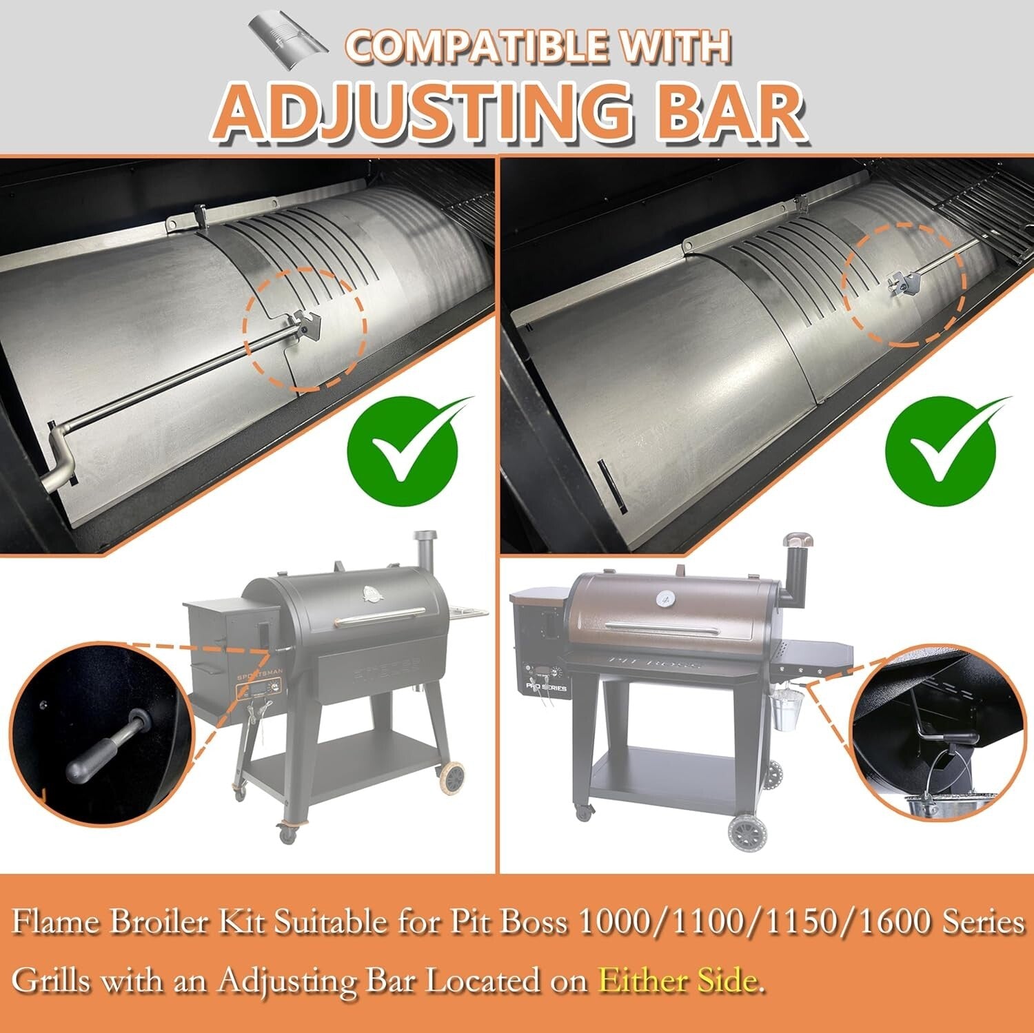 Universal Flame Broiler Replacement for Pit Boss Pellet Grills - Easy Install