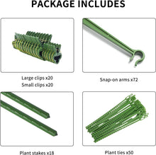 Load image into Gallery viewer, Metallic Green 5ft Tomato Cage Set - 6 Sturdy Stakes with Clips for Garden Use