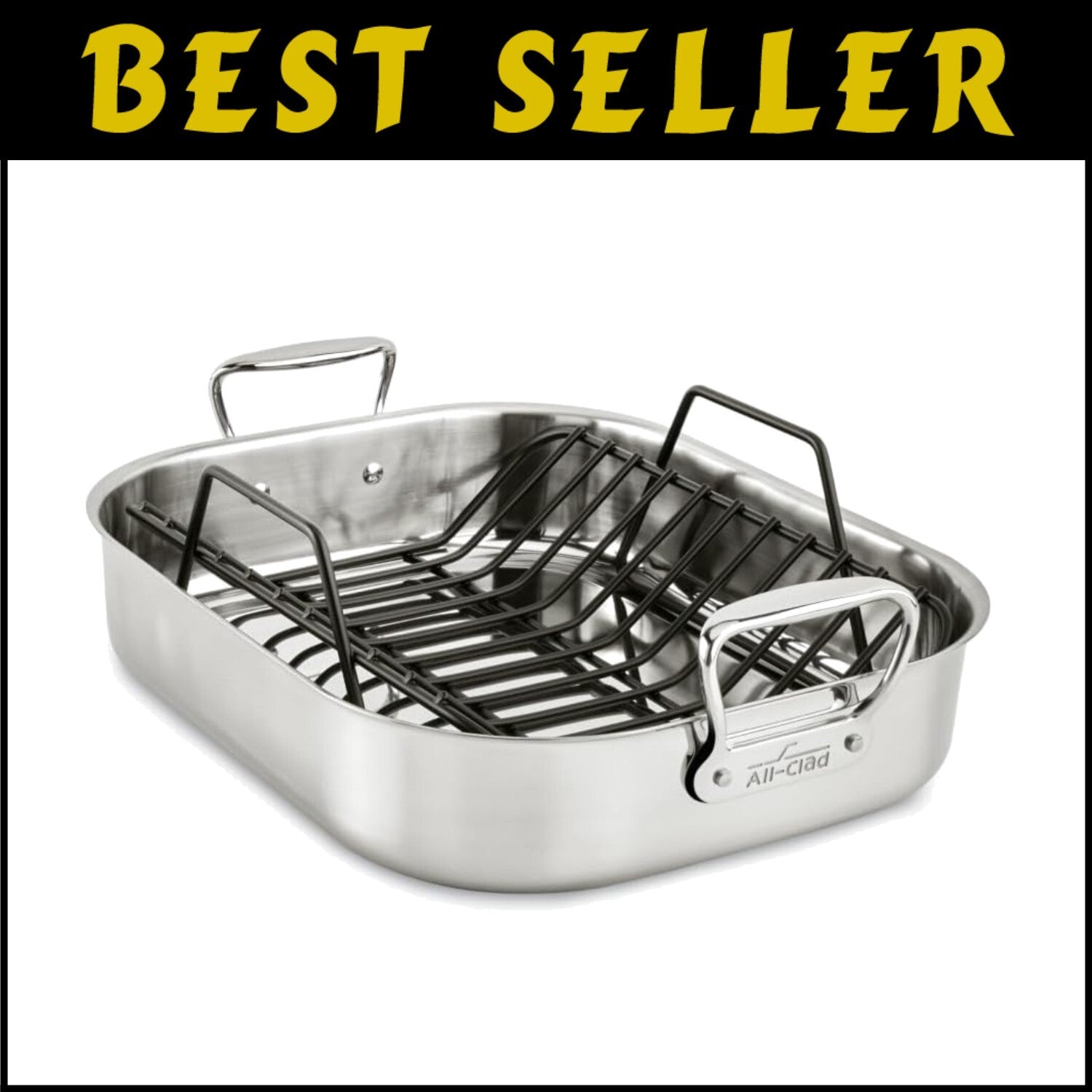 Elegant Stainless Steel Roaster with Nonstick Rack - Holds Up to 25-lb Turkey