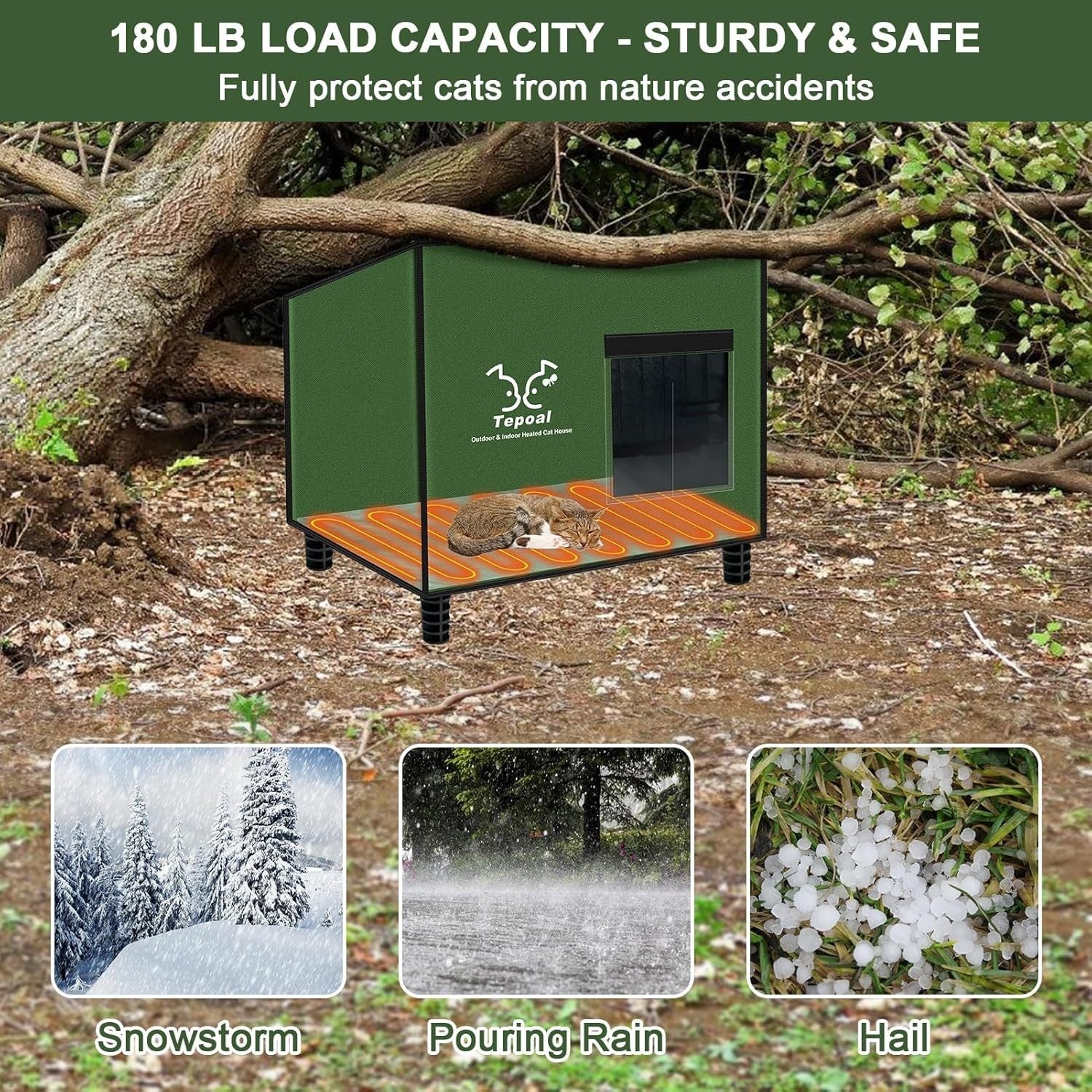 Indestructible Waterproof Cat House - Warm Shelter with Escape Door, 20x16x20