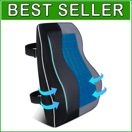 Ergonomic Cooling Memory Foam Lumbar Pillow for Lower Back Pain Relief & Comfort