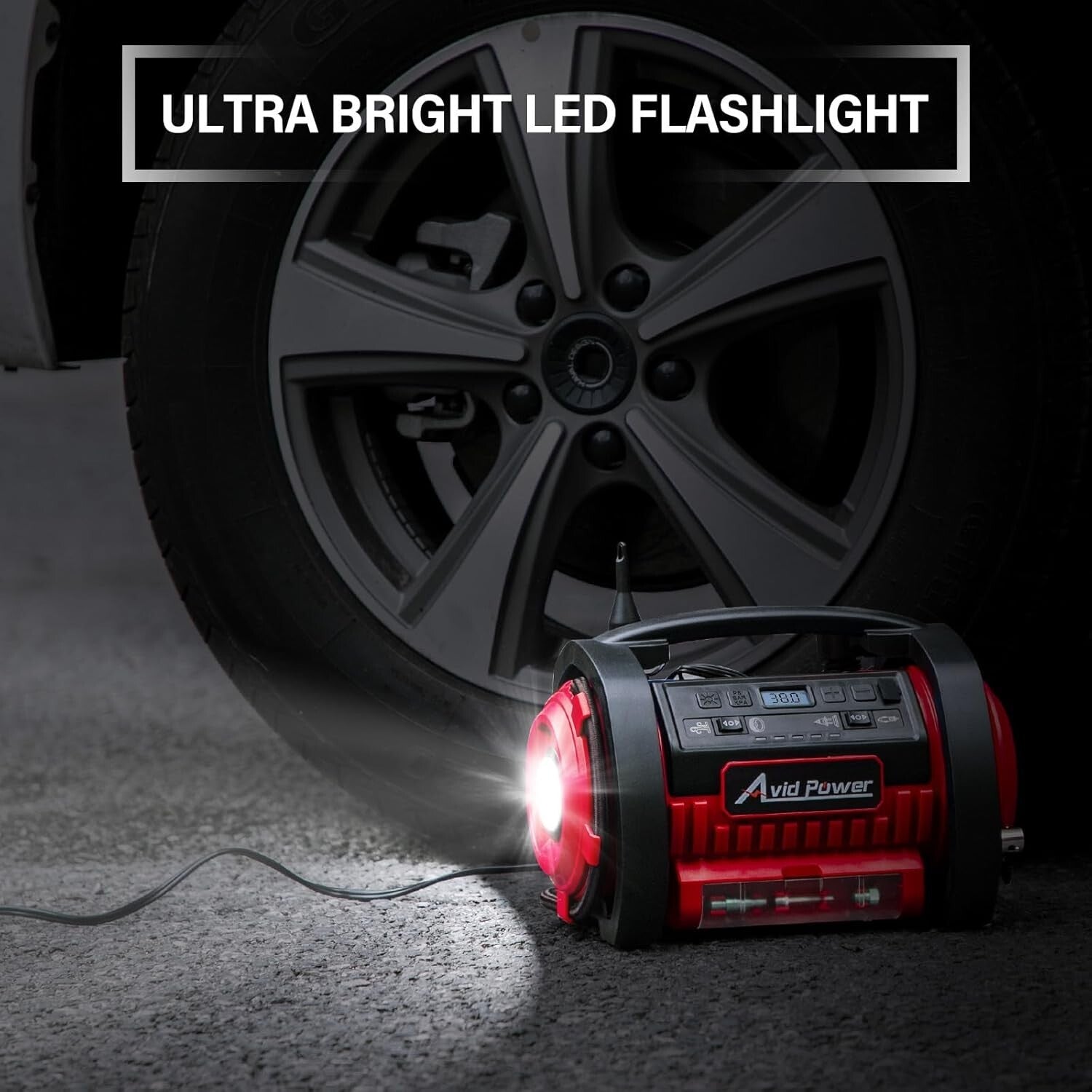 Versatile Air Pump with Digital Display & Dual Power Options, Ideal for Travel