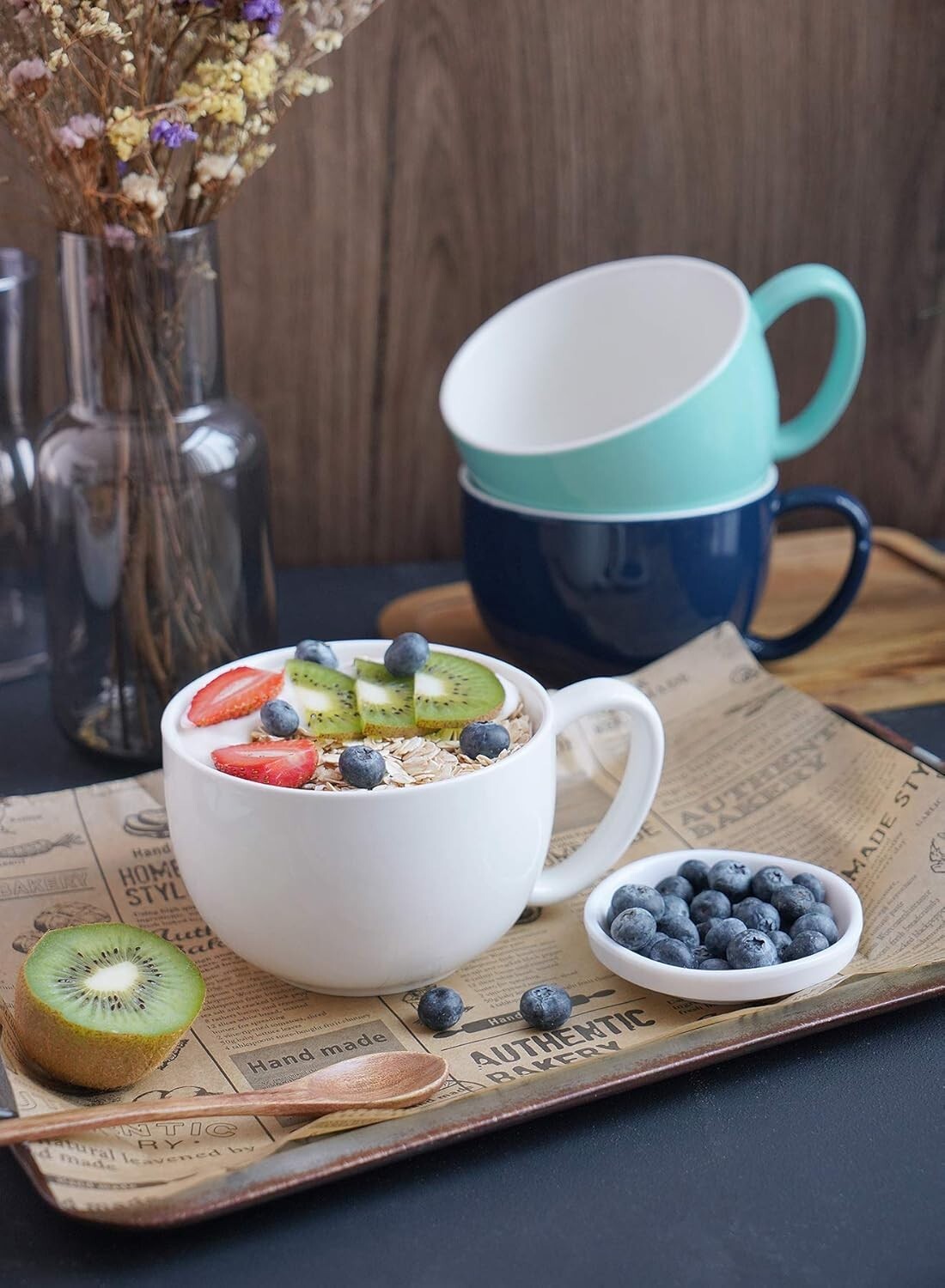 Modern Jumbo 22oz Coffee and Soup Mugs - Set of 4, Microwave & Dishwasher Safe