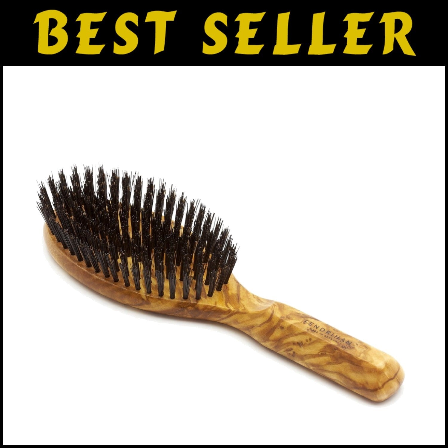 Genuine Boar Bristle Hairbrush for Men - Olivewood Handle, 8.6" Made in Germany
