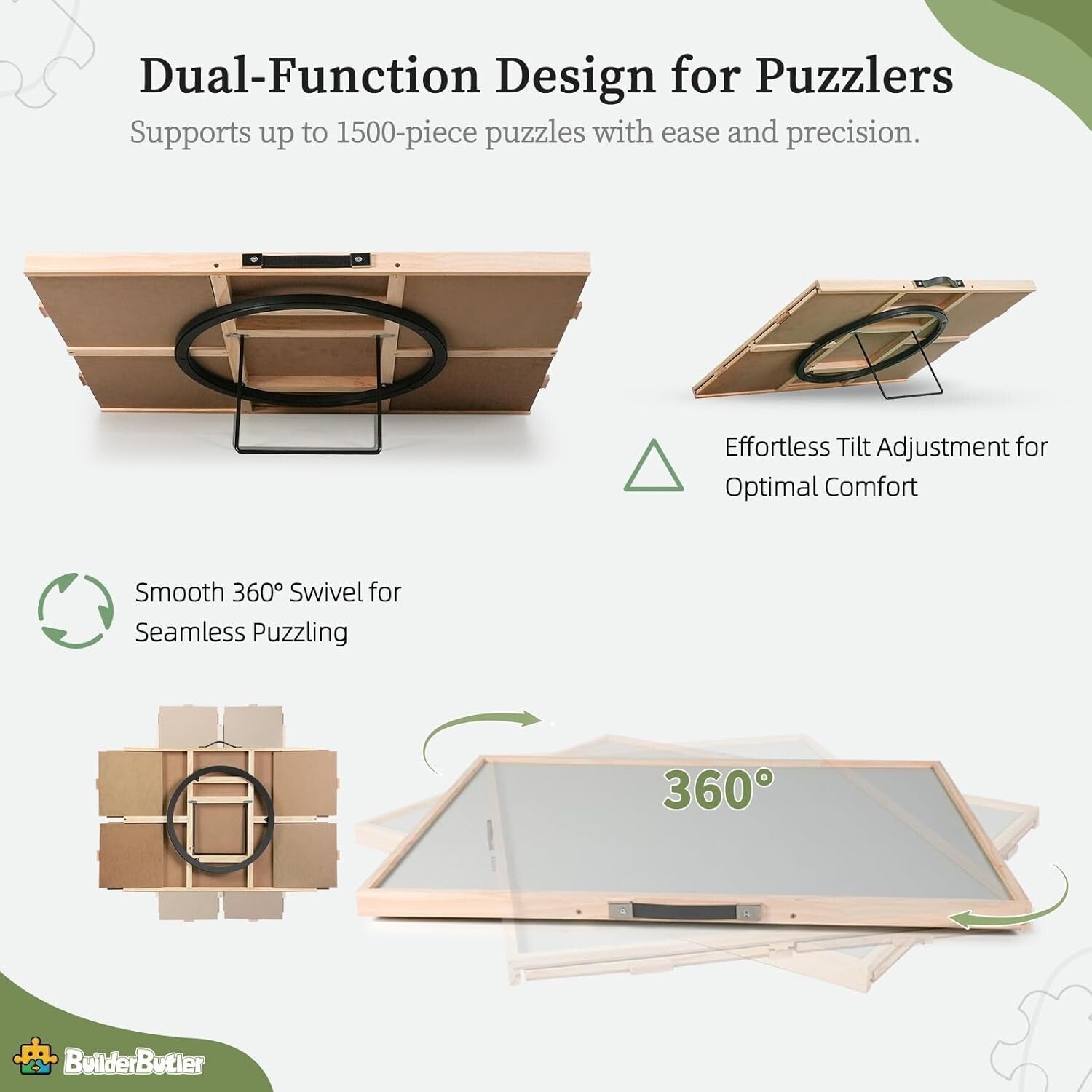 Eco-Friendly 1500-Piece Puzzle Table with Non-Slip Surface and 4 Drawers