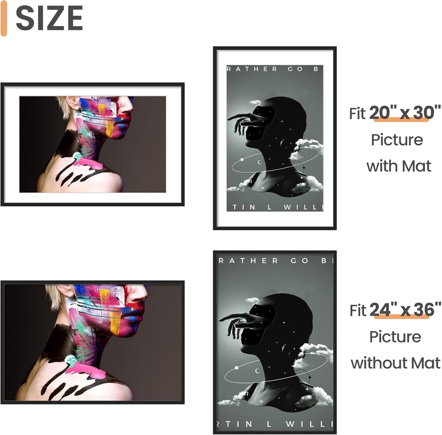 Classic Black Poster Frame 24x36 - Protect and Showcase Your Photos Stylishly