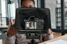 Load image into Gallery viewer, Adjustable iPad/Tablet Teleprompter with 70/30 Glass &amp; Carry Case - No Assembly