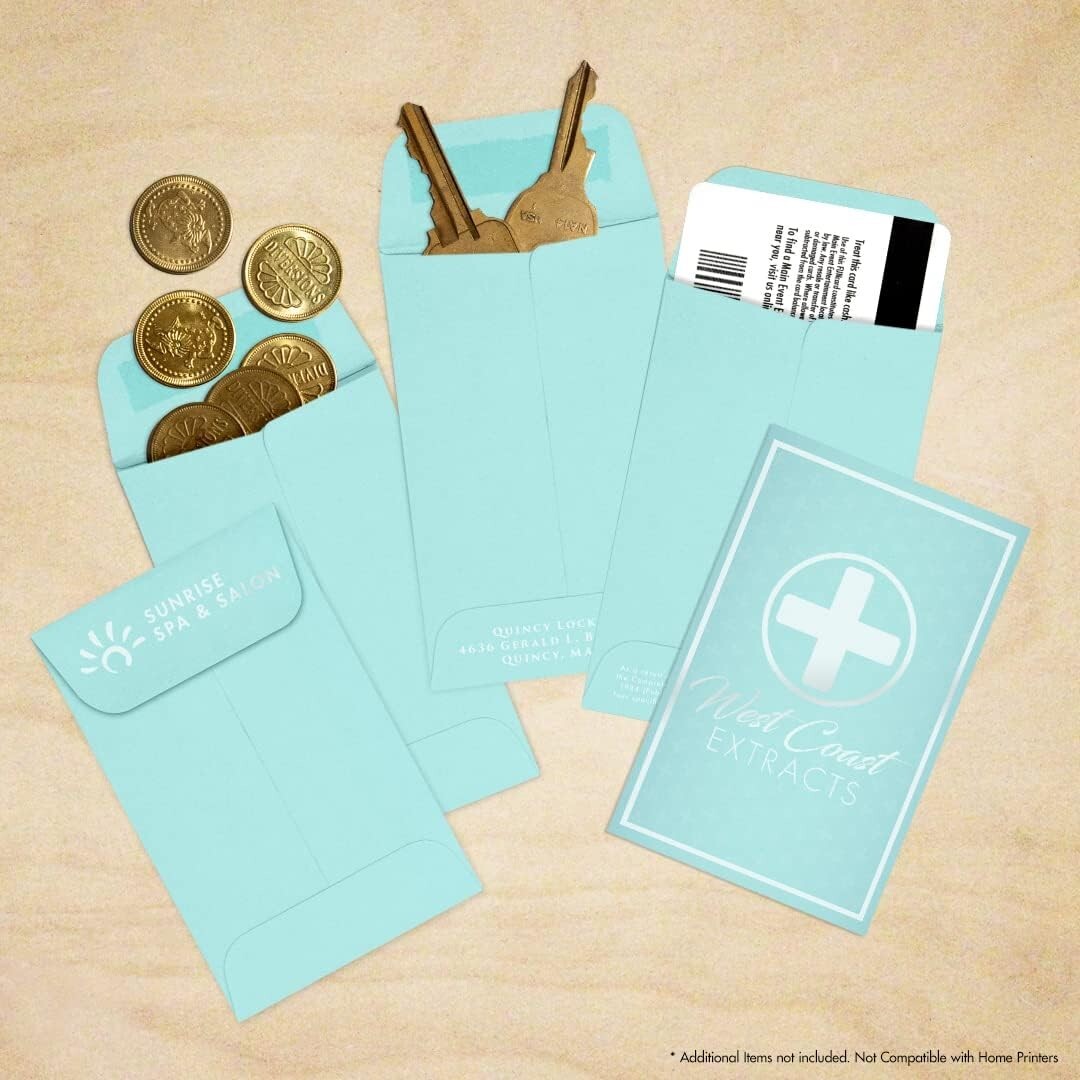 Elegant Mini Coin Envelopes - 1000 Count | Seafoam Blue | Durable & Stylish