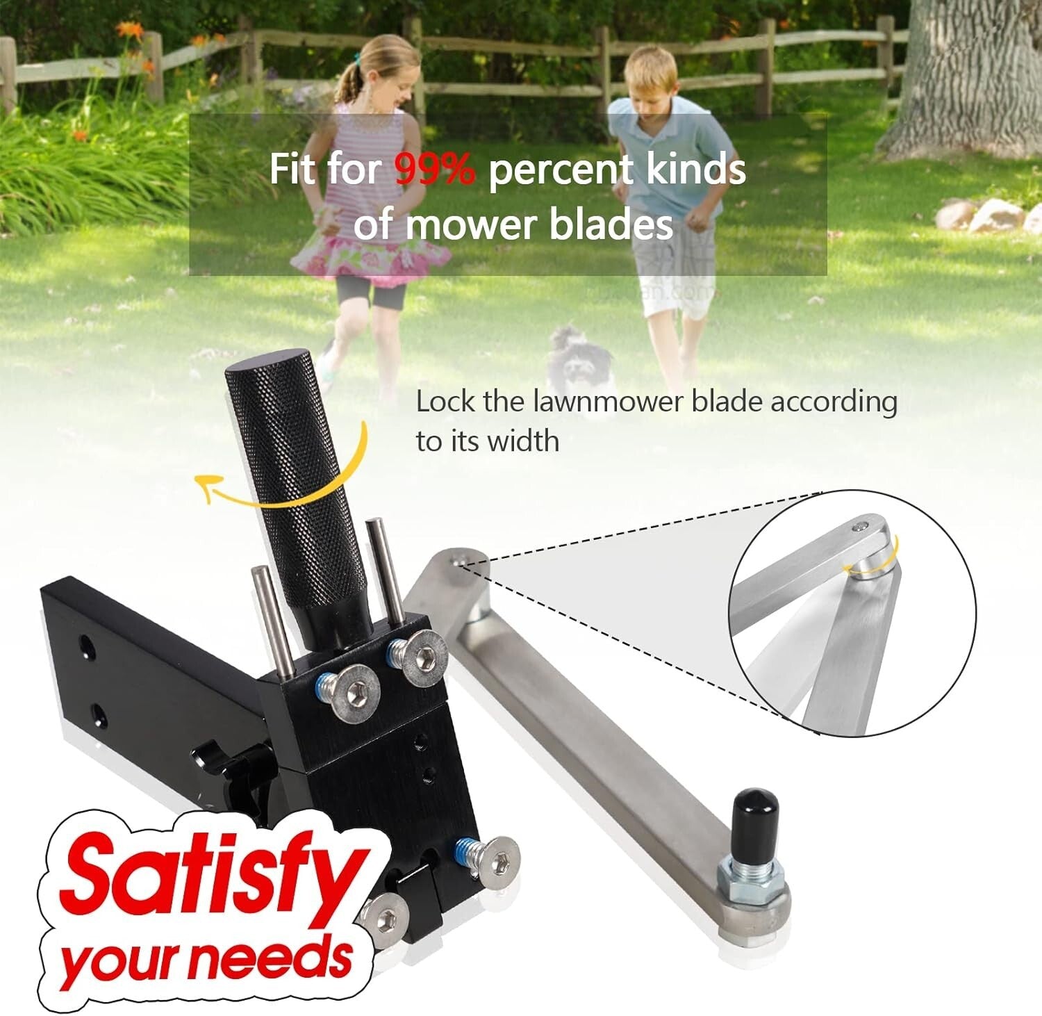 Precision Lawn Mower Blade Sharpener - 15°-45° Angle Adjustment, Stainless Steel