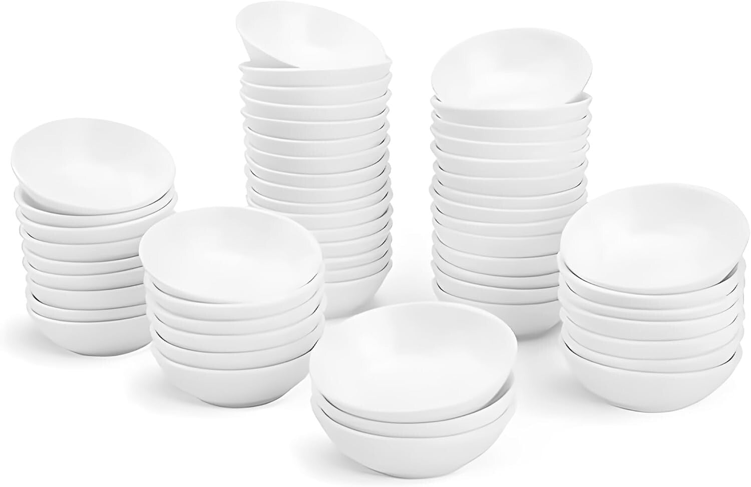 Attractive and Practical White Ceramic Sauce Bowls – 55 Piece Set for Gifting