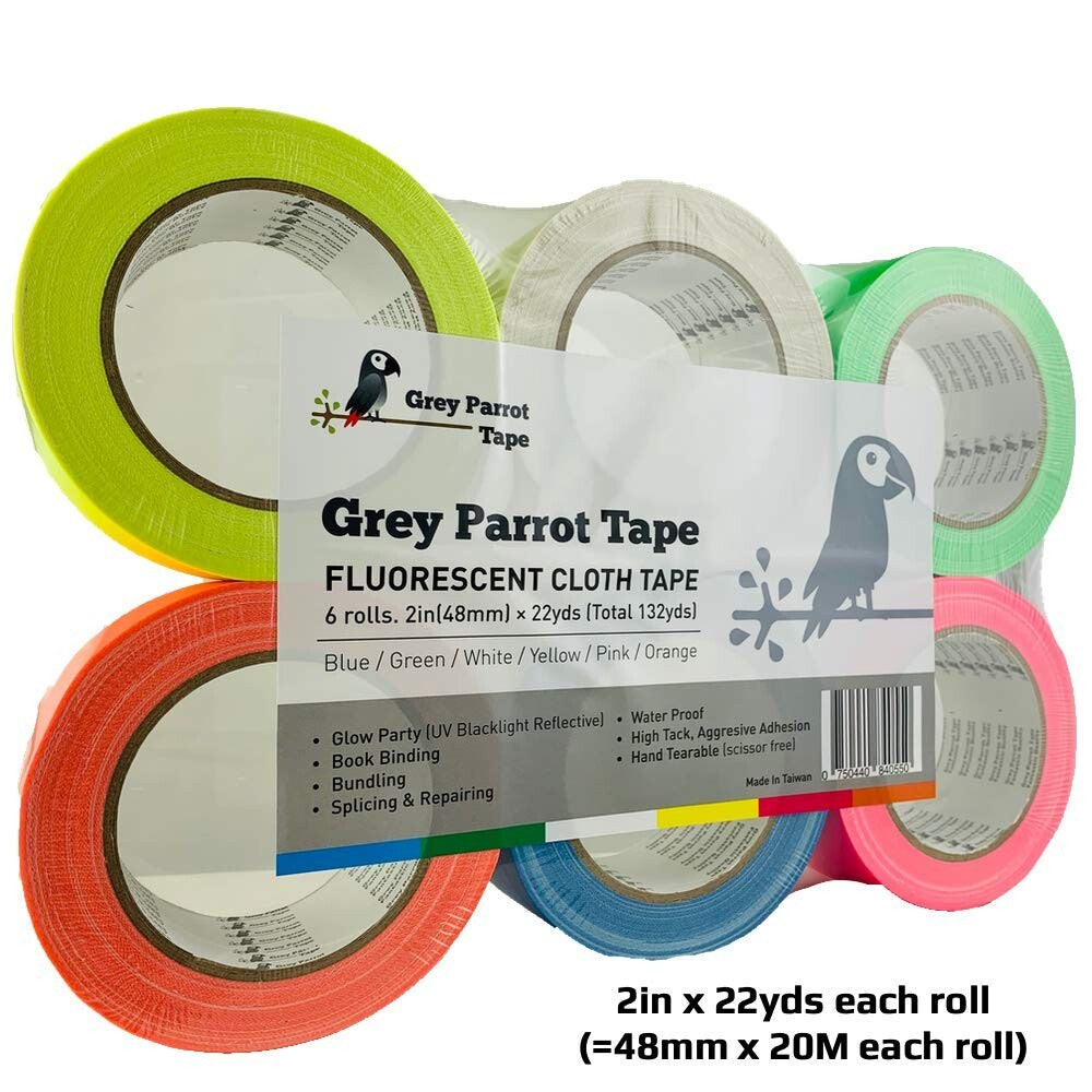 Vibrant Neon Glow Tape - 6-Pack, 66ft Rolls, ideal for DIY Decorations & Parties