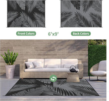 Load image into Gallery viewer, Tropical Palm Leaf Design Outdoor Rug 6' x 9' - Perfect for Beach or Deck