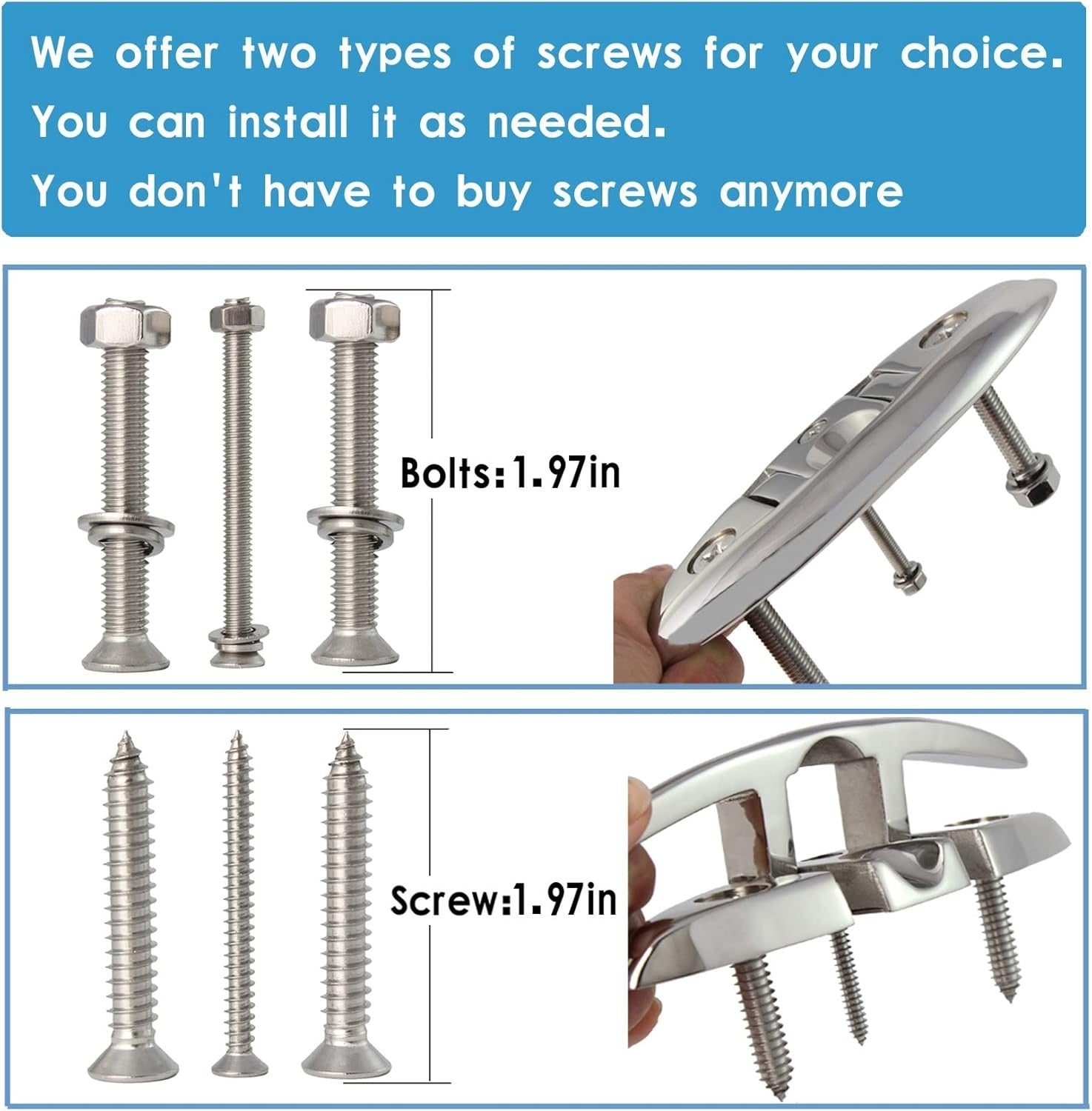 Durable 316 Stainless Steel Boat Cleats - Folding Design, Easy Installation