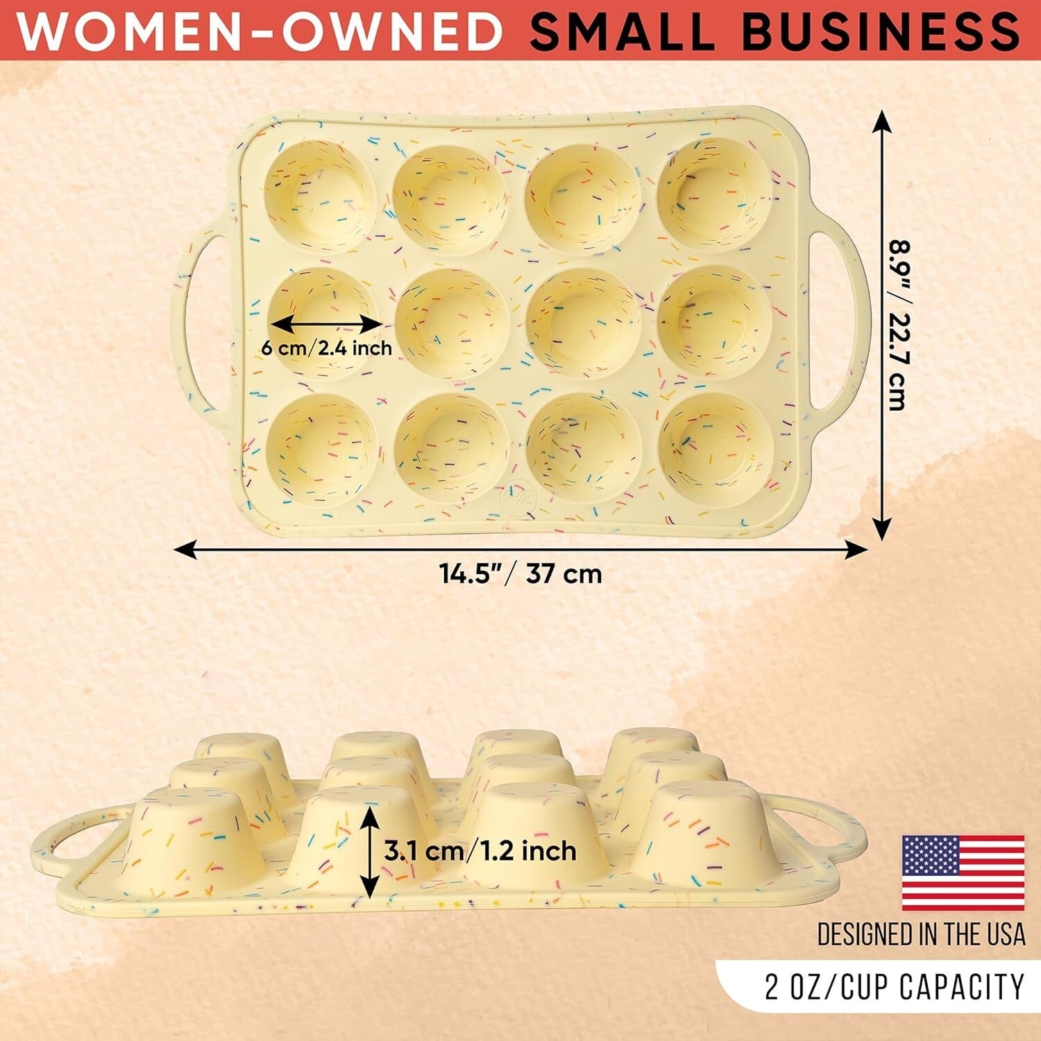 BPA-Free Silicone Mini Muffin & Cupcake Pan - 12 Cups, Oven & Dishwasher Safe