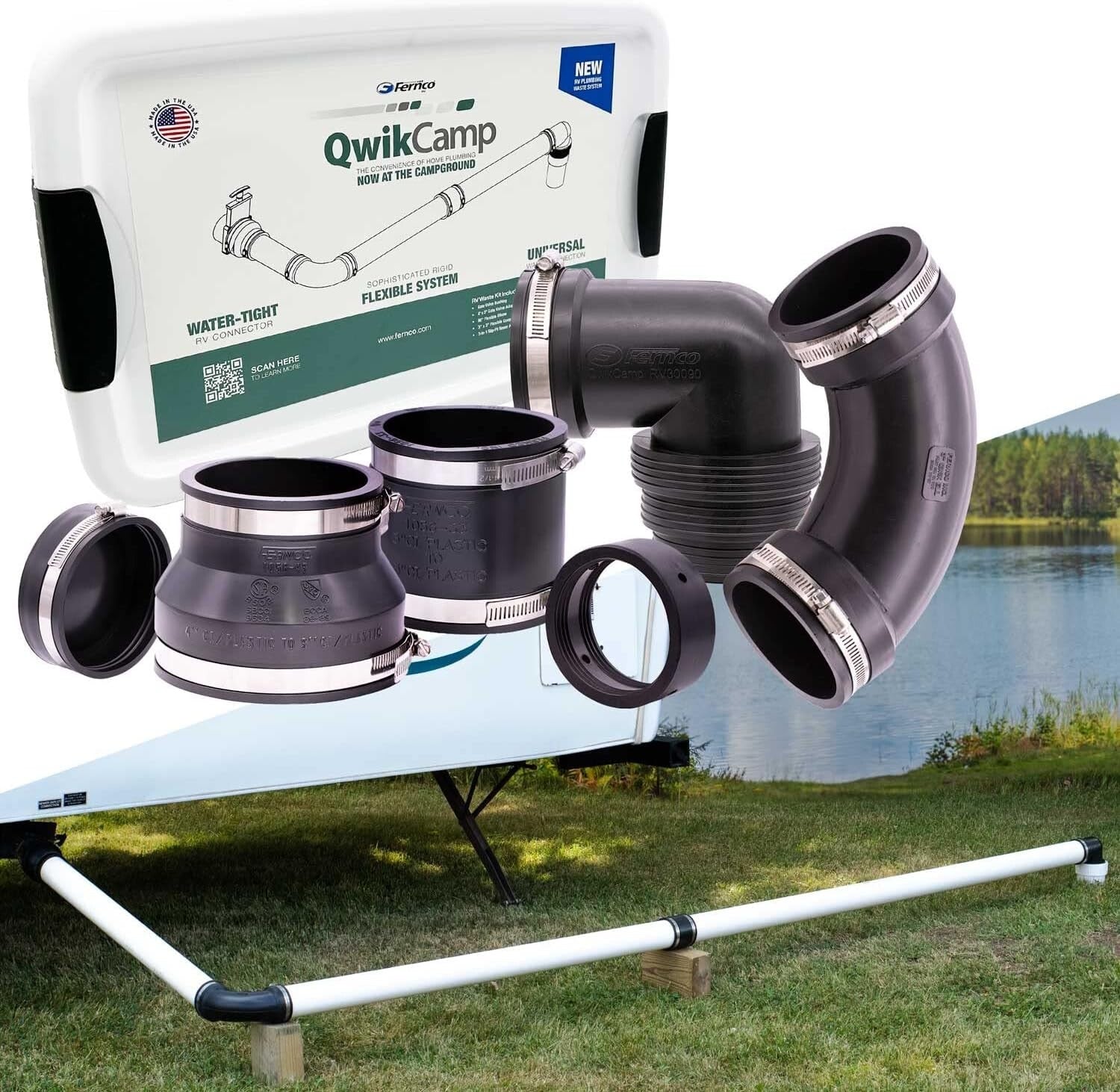 Durable RV Sewer Waste Plumbing Kit with Leak-Proof Connection - Complete Set