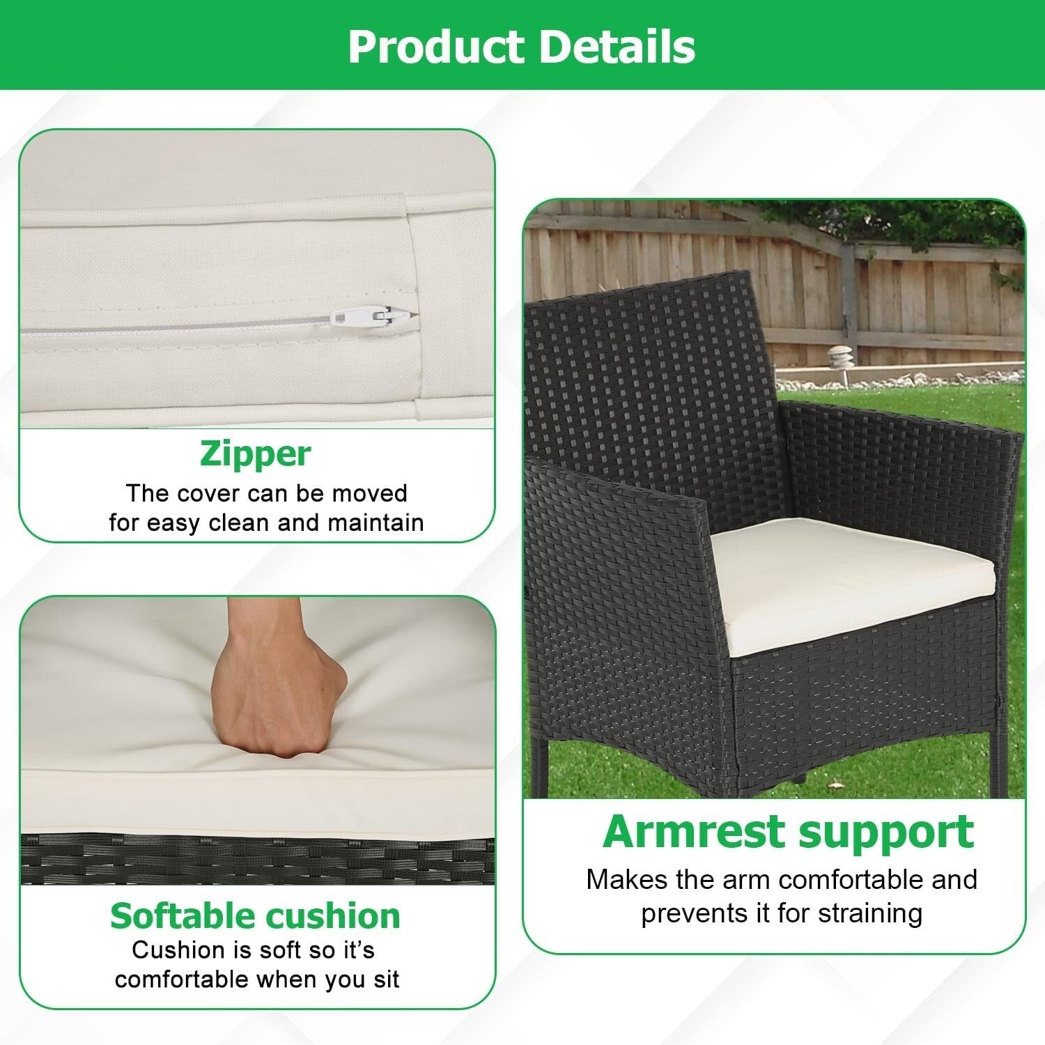 Comfortable Patio Wicker Chair Set with Glass Coffee Table for Yard Bliss