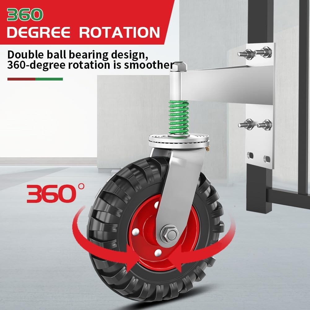 Effortless Installation 8-Inch Gate Caster - 360° Rotation with Spring Mechanism