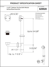 Load image into Gallery viewer, Complete Tub Drain Kit with Instant Pop-Up Tip-Toe Stopper - Champagne Bronze