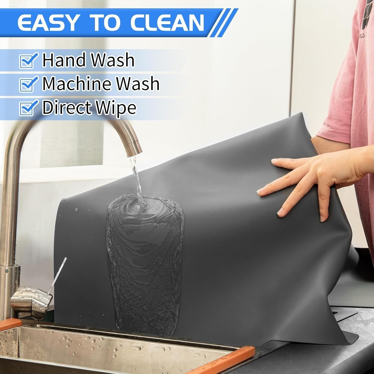 Extra Large 36" Grey Silicone Kitchen Mat - Durable, Dishwasher Safe & Non-Slip