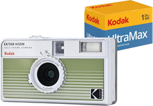 Load image into Gallery viewer, Stylish Striped Green EKTAR H35N Half Frame Camera - Automatic Exposure Included