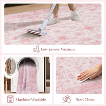 Load image into Gallery viewer, Elegant 8x10 Pink Floral Area Rug - Soft Washable Faux Wool for Living Spaces