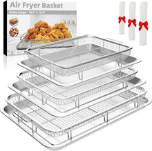 Load image into Gallery viewer, Value-Packed 9-Piece Stainless Steel Air Fryer Basket Set with Parchment Papers